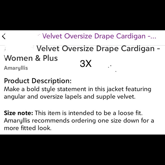 Women’s 3X Velvet oversized draped Jacket - Picture 2 of 4